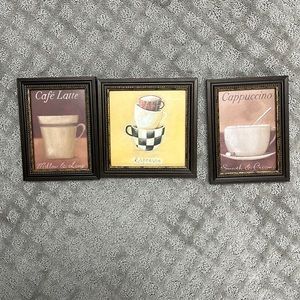 Three coffee themed wall prints